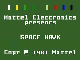 Space Hawk title screen for Intellivision